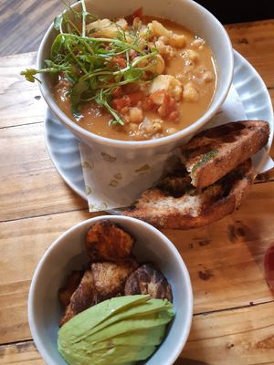 Chickpea curry bowl at Wild Root in Southport