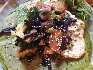 Spinach omelette at Wild Root in Southport