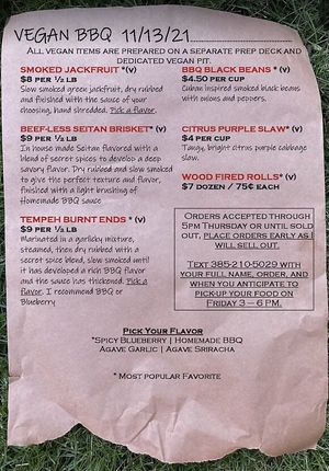 Do note that right now (as of 11/13/21) they are only doing pick-up orders! Order on Thursday and pick-up Friday between 3-6pm. At least that’s my understanding. ☺️👍👍 at Blatch's Backyard BBQ - temporarily closed in Salt Lake City