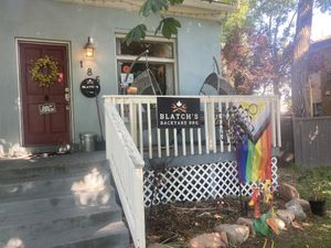 Front door; such a cute set-up in the house! If there’s room, you can stay and eat in the backyard 💪  at Blatch's Backyard BBQ - temporarily closed in Salt Lake City