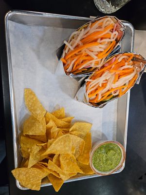 Vietnamese tofu tacos. at Love & Hominy Tacos in Hood River