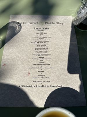 Set Menu that changes regularly  at Cultured Pickle Shop in Berkeley