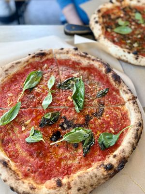 Marinara (as it comes in front, with mushrooms in back)  at Pizza Hood in Thessaloniki