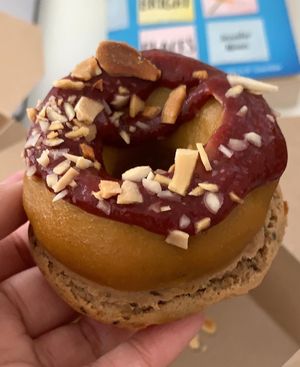 Strawberry & custard pronut  at The Green Lab in Manchester