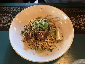 Bang bang cauli noodles  at Vintro Lounge in Blackpool