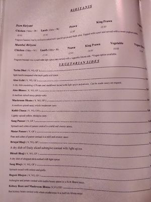 Menu - sides 1 at Kadir's Indian in Portsmouth