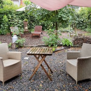 private outside terrace (comes with the room downstairs) at B&B Dageraad in Bocholt