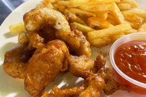 Vegan Prawnz & fries at Bite Down in High Wycombe