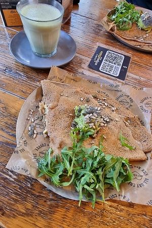 Avocado ‘supervegan’ (tomato, spinach, mushroom, vegan cheese, avocado and mixed seeds) at Crêpeaffaire in North London