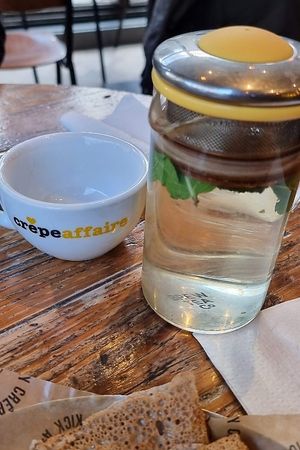 Fresh mint tea at Crêpeaffaire in North London