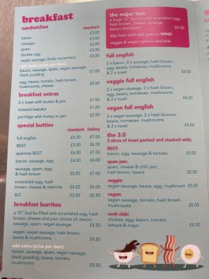 Menu  at Nosh in Leeds