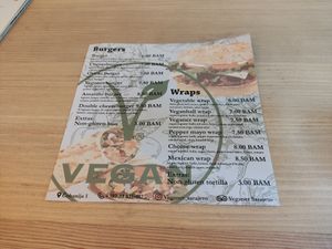 Englische Karte (Rück/Vorderseite) at Veganer  in Sarajevo