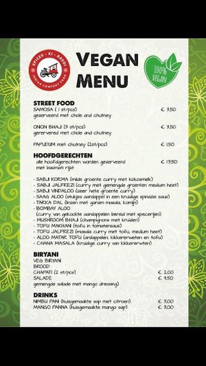 Vegan Menu march 2024 at Spices in Groningen