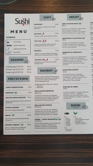 Menu 1 at Sushi Samuraj in Bielsko-biala