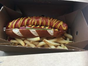 Hotdog -yes it was the length of the box 😋  at Cù Mara in Arrochar