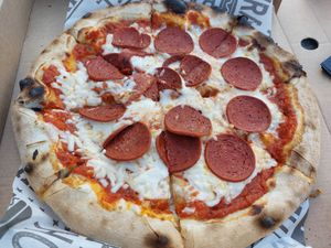 Jackfruit pepperoni pizza at Cù Mara in Arrochar