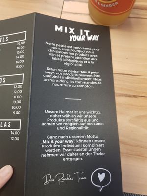 Menu at Runder Store in Sion