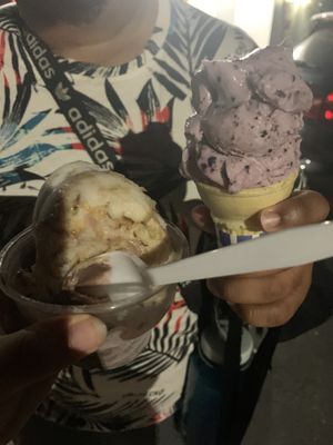 Alongside is the blue berry ( not 100% sure if cone is vegan ) at Sugar Lips in Johnson City