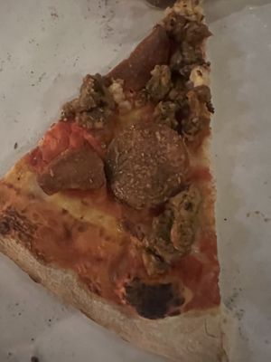 They ran out of Vegan cheese, we opted for pizza with no cheese.. with vegan sausage and pepperoni.. yummm  at 900 Degrees Neapolitan Pizzeria in Manchester