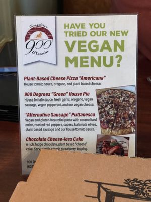 We got the “green” house pie to-go and forgot to take a photo of it. The sausage and pepperoni alternatives were super yummy even after reheated    at 900 Degrees Neapolitan Pizzeria in Manchester