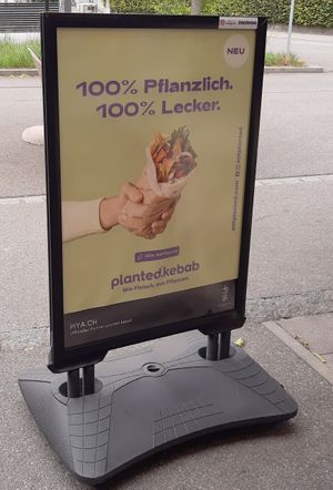 Vegan ad at Bümpliz Express in Bern