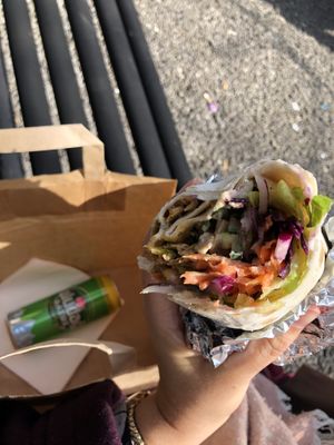 Vegan Dürüm with a can of a turkish soft drink  at Bümpliz Express in Bern