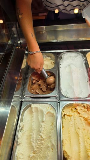 Chocolate and vanille at Gelato Maxzim in Oostende