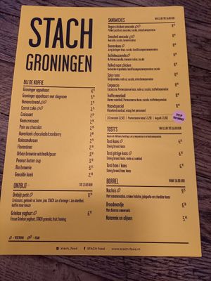Menu at Stach in Groningen