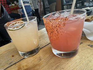 margaritas (one with guava and one with blood orange)   at La Doña in San Diego