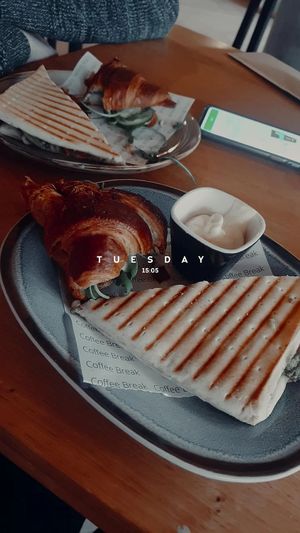 Panini and croissant at Coffee Break in Groningen