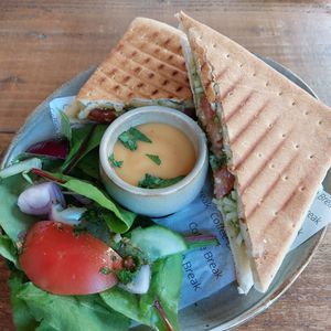 Foccacia mozarella pesto at Coffee Break in Groningen