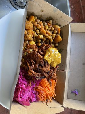 Buddha bowl as a takeaway   at Elixir Cafe in New Plymouth