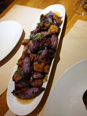 Aubergine with tofu at Banna in Barcelona
