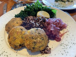 Butternut squash cakes without raita  at Galyns in Bar Harbor