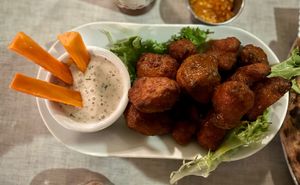 Buffalo cauli nuggets (brought to us by accident and complimentary)  at Stoked Pizza Co in Cambridge