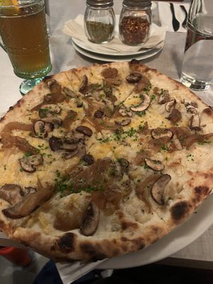 Mushroom caramelized onion pizza   at Stoked Pizza Co in Cambridge