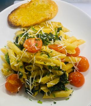 Vegan pomodoro penne with vegan cheese  at The Sage Village in Campbelltown