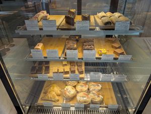 Pastries cabinet at The Sage Village in Campbelltown