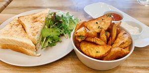 Vegan Cheese Toastie & Potato Wedges  at The Sage Village in Campbelltown