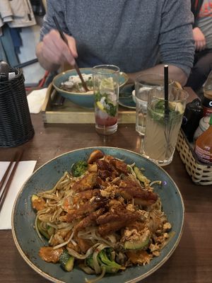 Fried rice noodles with vegetables and seitan  at Xin Chào Vietnamese Cuisine in Vienna