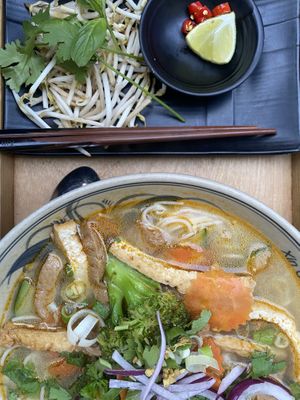 Noodle soup with tofu and seitan  at Xin Chào Vietnamese Cuisine in Vienna