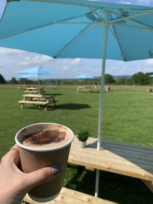 Great coffee overlooking an amazing view  at The Cabin At Berretts Farm in Henfield