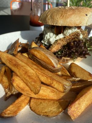 Oyster mushroom burger   at Holy Cow Lounge in Edinburgh