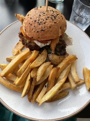 Oyster steak burger   at Holy Cow Lounge in Edinburgh