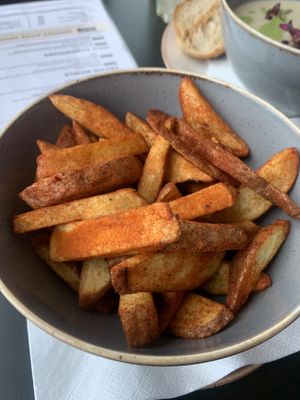 Hot dirty chips  at Holy Cow Lounge in Edinburgh