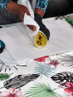 Live wrap action! at Mel Tropical Kitchen - Euston Rd in North London