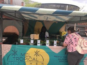 Front of food stall at Mel Tropical Kitchen - Euston Rd in North London