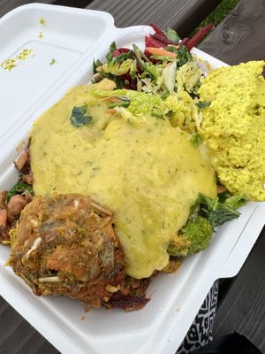 Salad box with a bit of everything (vegan camp out 2023)   at Mel Tropical Kitchen - Euston Rd in North London