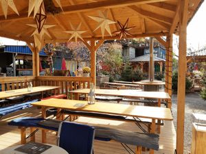 Outdoor seating at Frau Gerolds Garten in Zurich