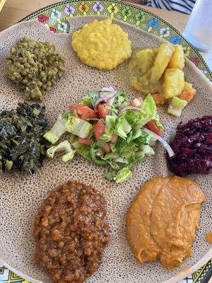 Veggie platter  at Lesaac Ethiopian Cafe in Silver Spring